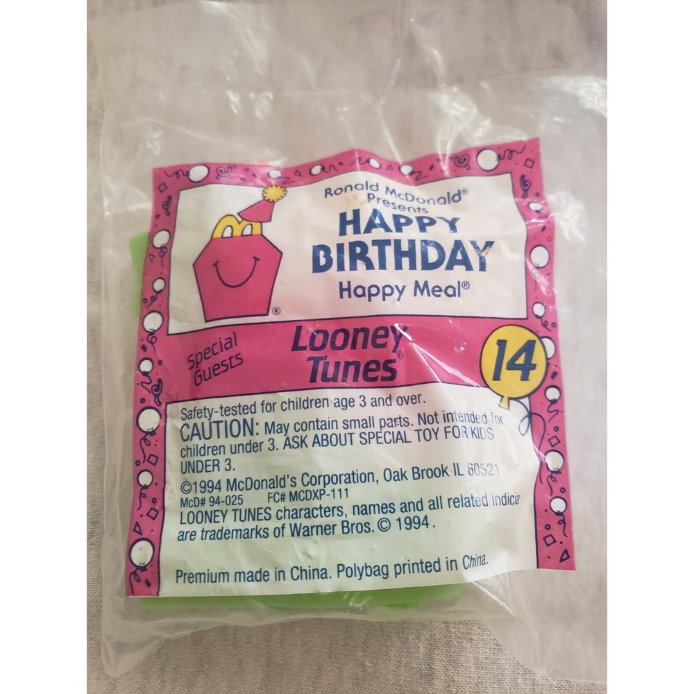 McDonalds Happy Meal Toy Happy Birthday Special Guest Looney Tunes #14 1994